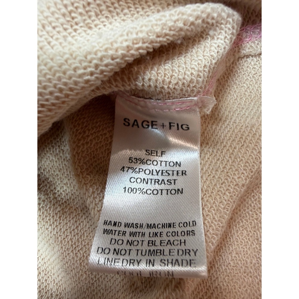 Sage + Fig Floral Applique Sweatshirt Tan Boho Raw Edge Oversized Small - Picture 5 of 7